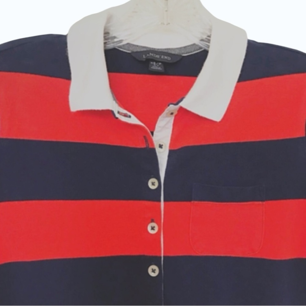 ✨ Lands’ End Striped Polo Dress | Red & Navy Cotton Stretch | XS 2–4 - Picture 4 of 8